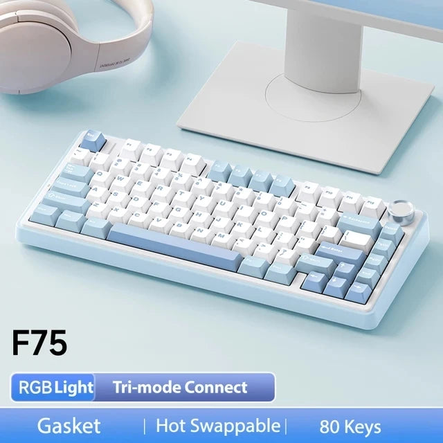 AULA Mechanical Keyboard F75 2.4GWireless/Bluetooth/Wired Gaming Mechanical Keyboard Can Freely Switch Between Game/Office Modes