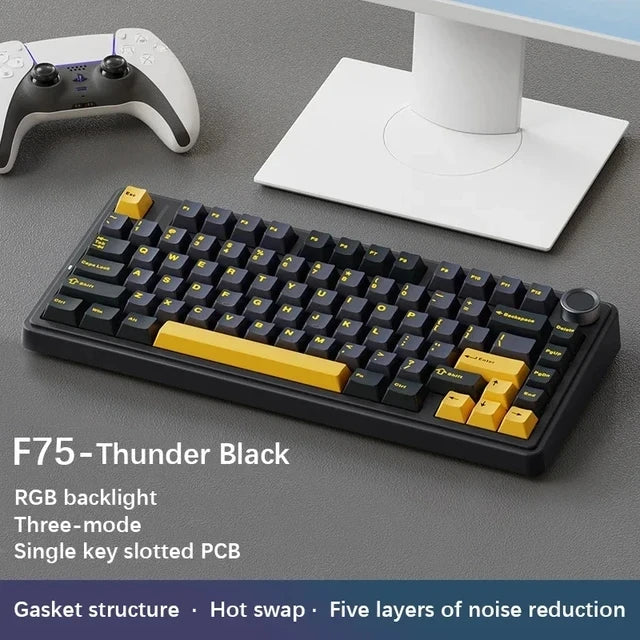 AULA Mechanical Keyboard F75 2.4GWireless/Bluetooth/Wired Gaming Mechanical Keyboard Can Freely Switch Between Game/Office Modes