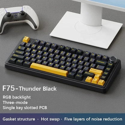 AULA Mechanical Keyboard F75 2.4GWireless/Bluetooth/Wired Gaming Mechanical Keyboard Can Freely Switch Between Game/Office Modes