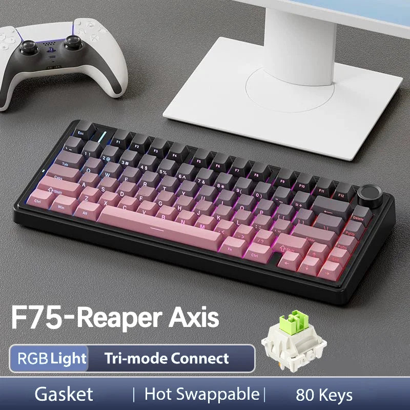 AULA F75 2.4G Wireless/Bluetooth/Wired Gaming Mechanical Keyboard RGB Customized 75% Layout OEM Profile Gasket Structure