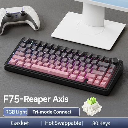 AULA F75 2.4G Wireless/Bluetooth/Wired Gaming Mechanical Keyboard RGB Customized 75% Layout OEM Profile Gasket Structure