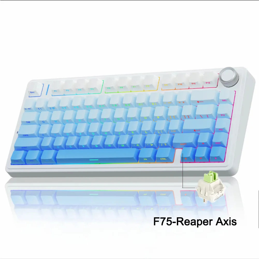AULA Mechanical Keyboard F75 2.4GWireless/Bluetooth/Wired Gaming Mechanical Keyboard Can Freely Switch Between Game/Office Modes