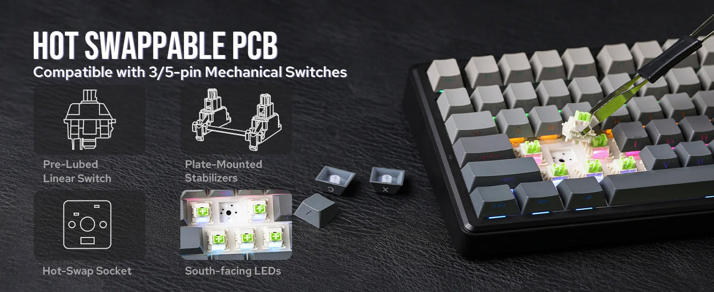 Aula F75 MAX Wireless Mechanical Keyboard