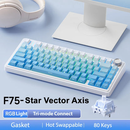 AULA F75 2.4G Wireless/Bluetooth/Wired Gaming Mechanical Keyboard RGB Customized 75% Layout OEM Profile Gasket Structure