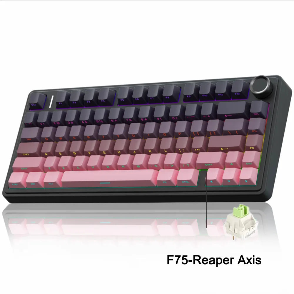 AULA Mechanical Keyboard F75 2.4GWireless/Bluetooth/Wired Gaming Mechanical Keyboard Can Freely Switch Between Game/Office Modes