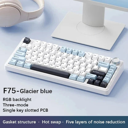 AULA Mechanical Keyboard F75 2.4GWireless/Bluetooth/Wired Gaming Mechanical Keyboard Can Freely Switch Between Game/Office Modes