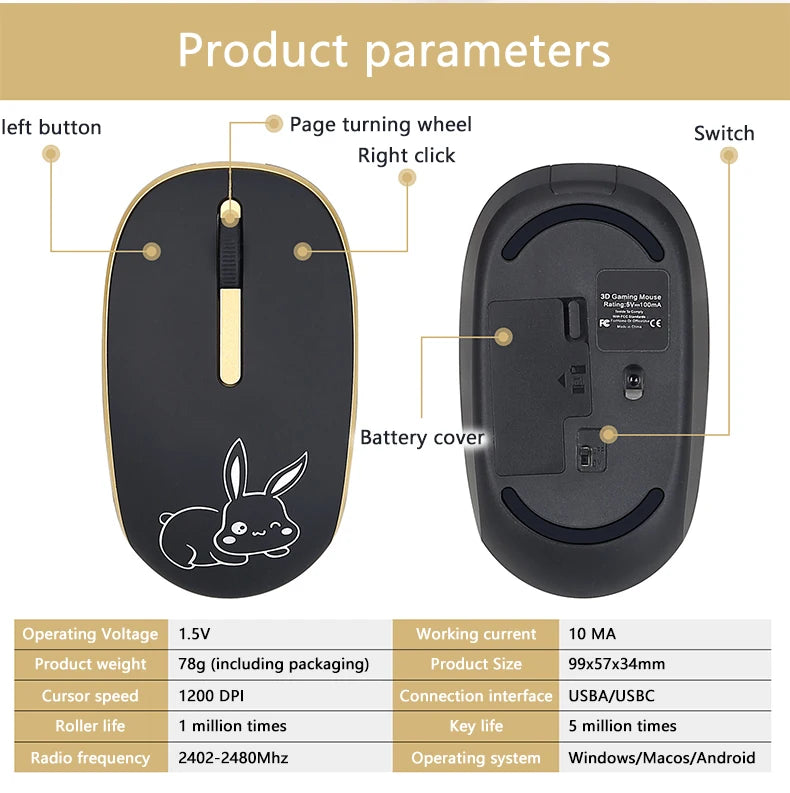 UTHAI DB33 wireless mute button mouse _2.4 wireless mute mouse business office gaming battery mouse