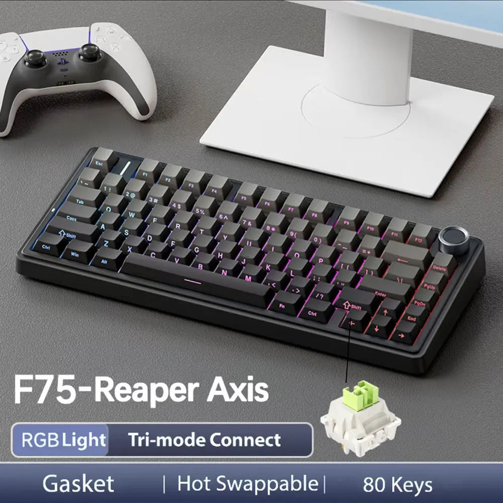 AULA Mechanical Keyboard F75 2.4GWireless/Bluetooth/Wired Gaming Mechanical Keyboard Can Freely Switch Between Game/Office Modes